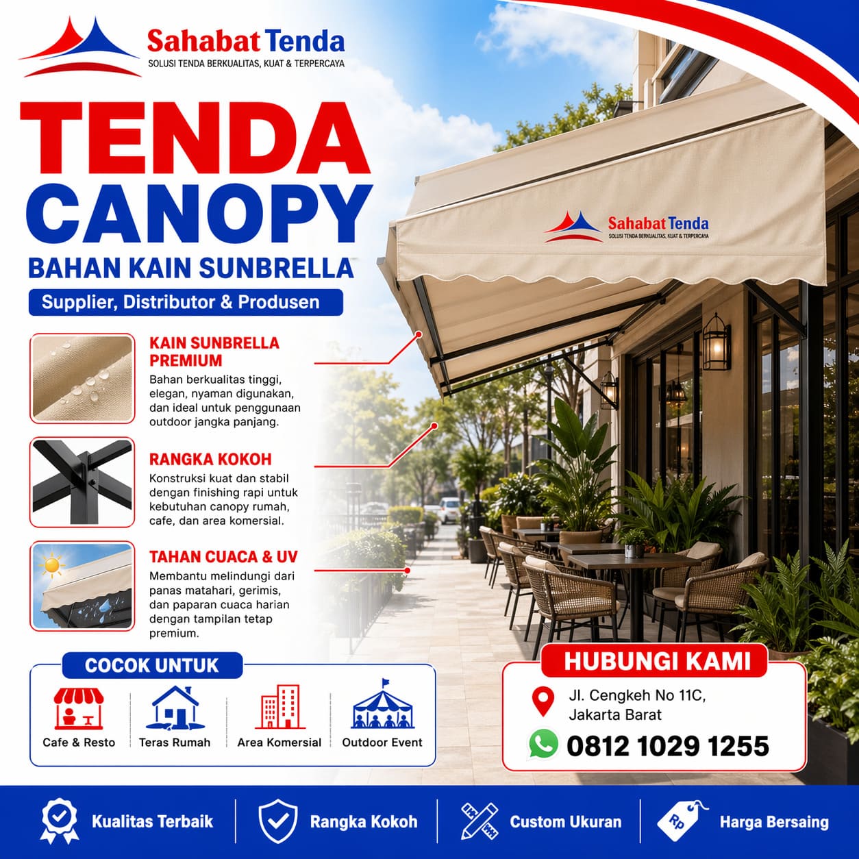 Distributor Supplier Produsen Tenda Canopy Kain Sunbrella
