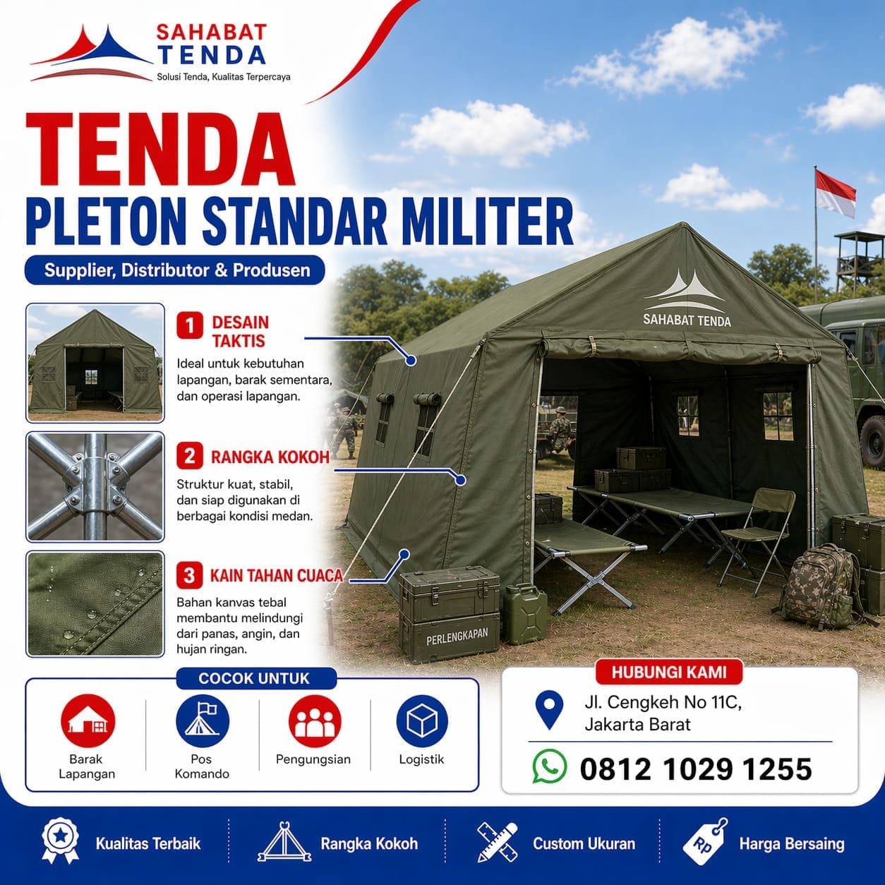 Distributor Supplier Produsen Tenda Pleton Standar Militer